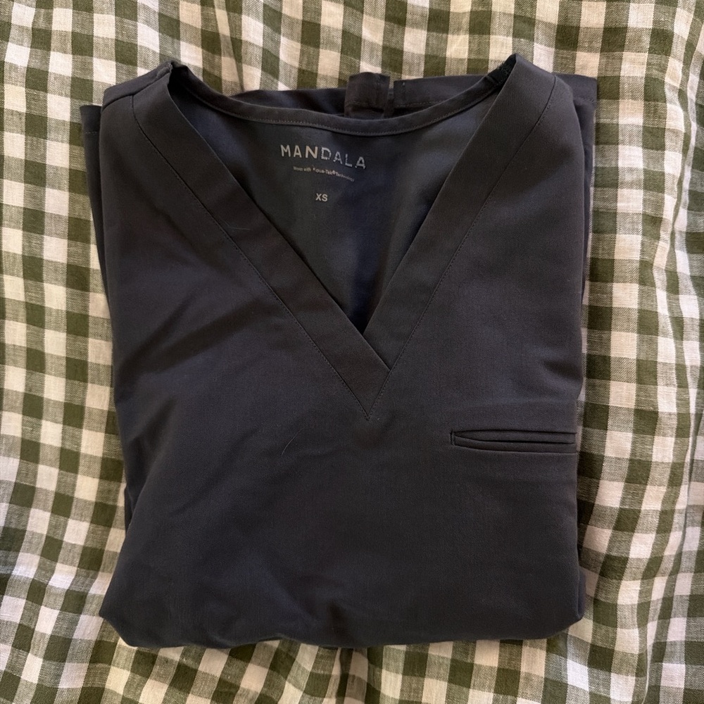 Mandala Dark Grey Scrub Top and Jogger set